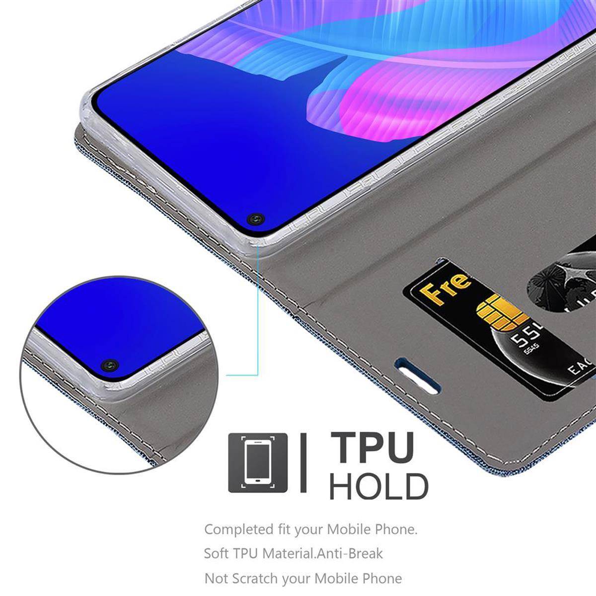 Cadorabo Hülle für Huawei P40 LITE E Schutzhülle in Blau Handy Hülle Etui Book Case Cover