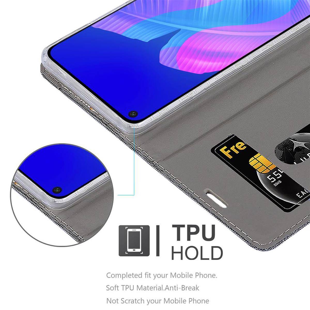 Cadorabo Hülle für Huawei P40 LITE E Schutzhülle in Grau Handy Hülle Etui Book Case Cover