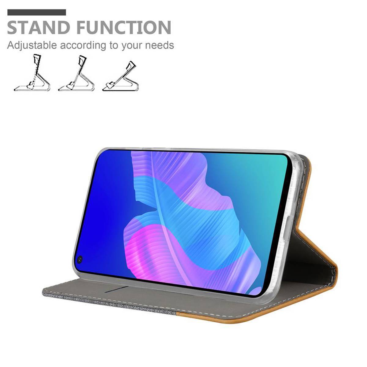 Cadorabo Hülle für Huawei NOVA 6 SE / P40 LITE / NOVA 7i Schutzhülle in Grau Handy Hülle Etui Book Case Cover