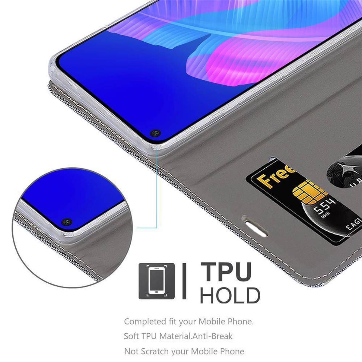 Cadorabo Hülle für Huawei NOVA 6 SE / P40 LITE / NOVA 7i Schutzhülle in Grau Handy Hülle Etui Book Case Cover