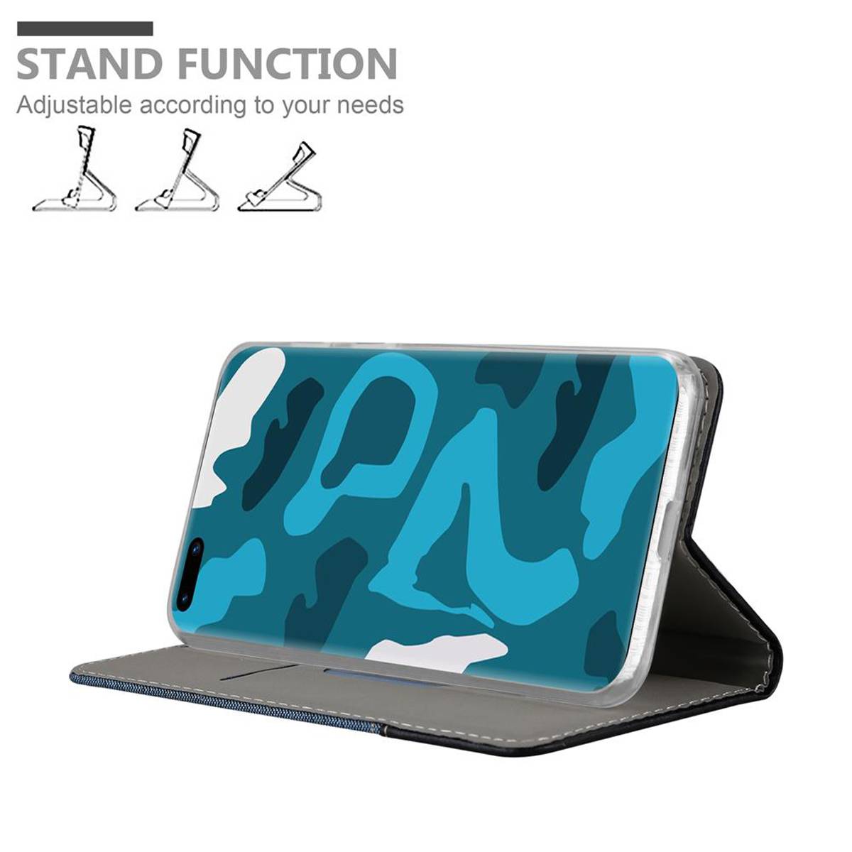 Cadorabo Hülle für Huawei P40 PRO / P40 PRO+ Schutzhülle in Blau Handy Hülle Etui Book Case Cover