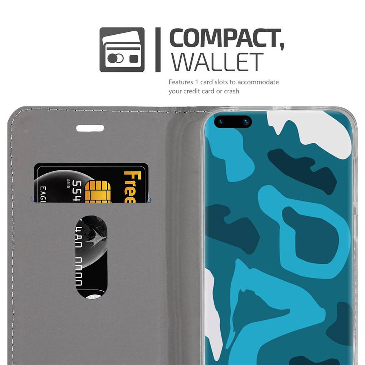 Cadorabo Hülle für Huawei P40 PRO / P40 PRO+ Schutzhülle in Blau Handy Hülle Etui Book Case Cover
