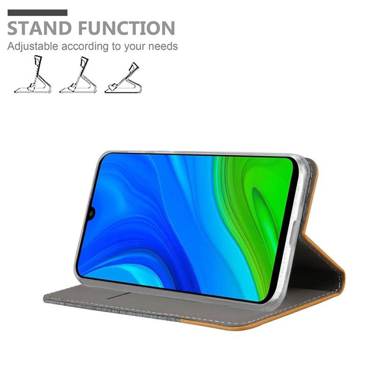Cadorabo Hülle für Huawei P SMART 2020 Schutzhülle in Grau Handy Hülle Etui Book Case Cover