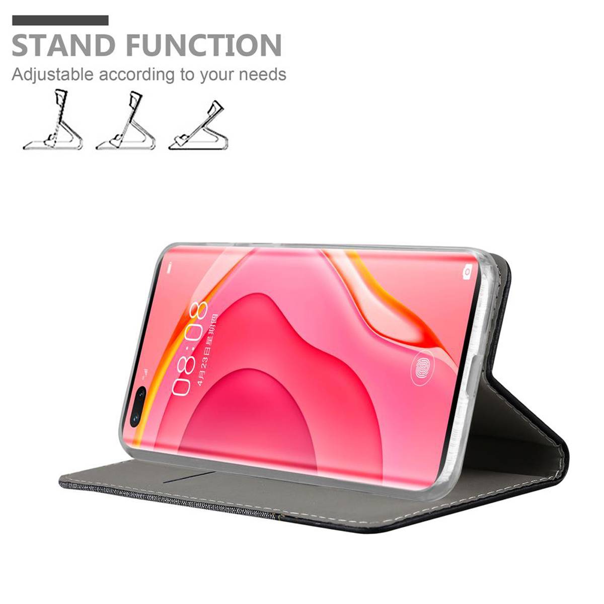 Cadorabo Hülle für Huawei NOVA 7 PRO 5G Schutzhülle in Grau Handy Hülle Etui Book Case Cover