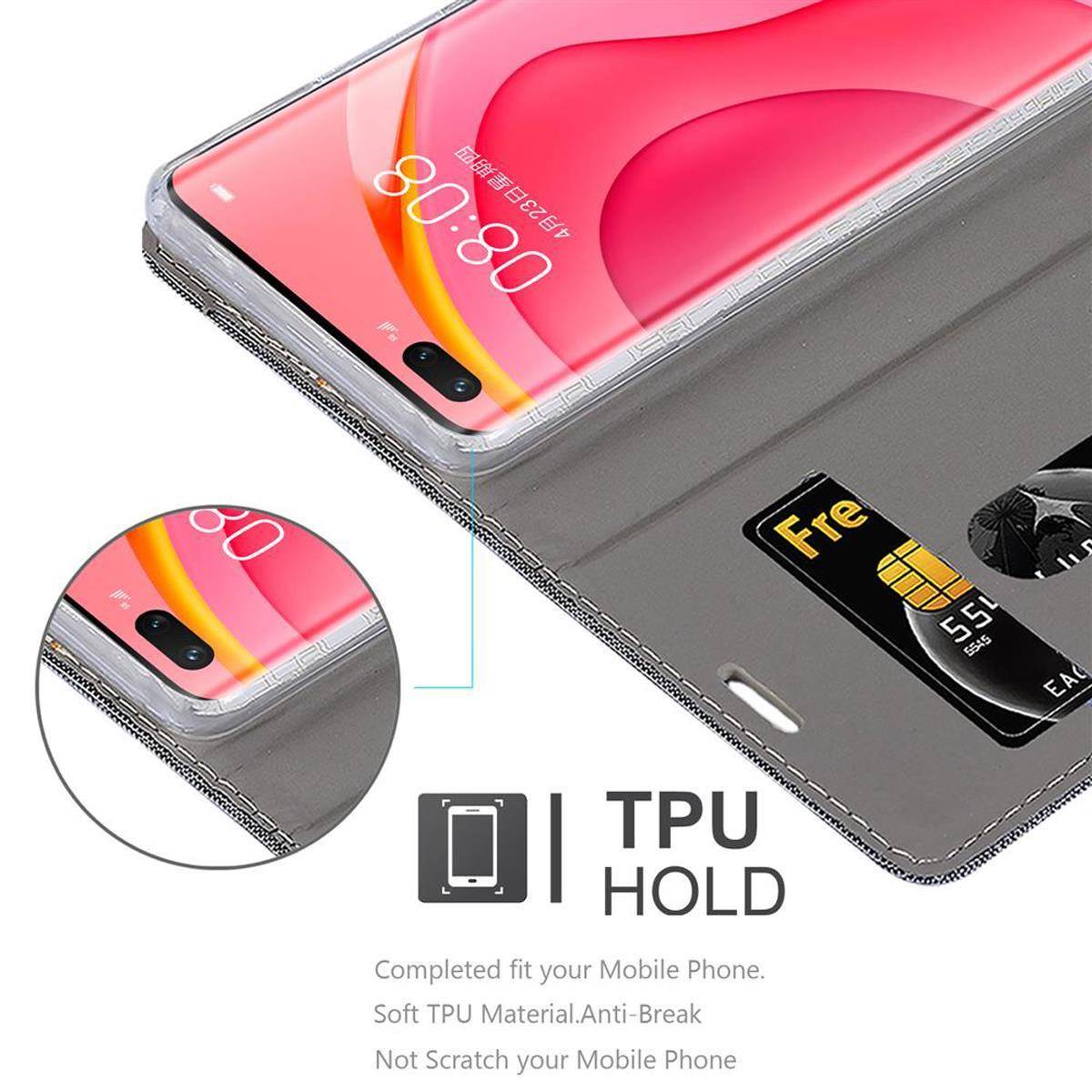 Cadorabo Hülle für Huawei NOVA 7 PRO 5G Schutzhülle in Grau Handy Hülle Etui Book Case Cover