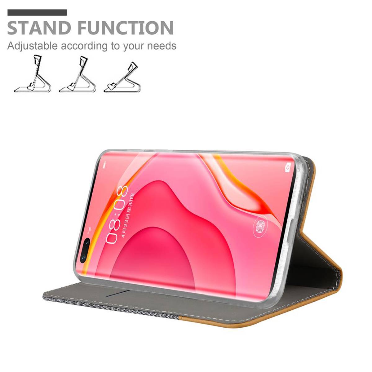 Cadorabo Hülle für Huawei NOVA 7 PRO 5G Schutzhülle in Grau Handy Hülle Etui Book Case Cover