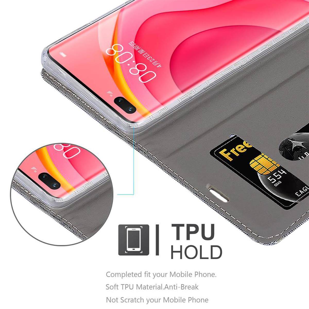 Cadorabo Hülle für Huawei NOVA 7 PRO 5G Schutzhülle in Grau Handy Hülle Etui Book Case Cover
