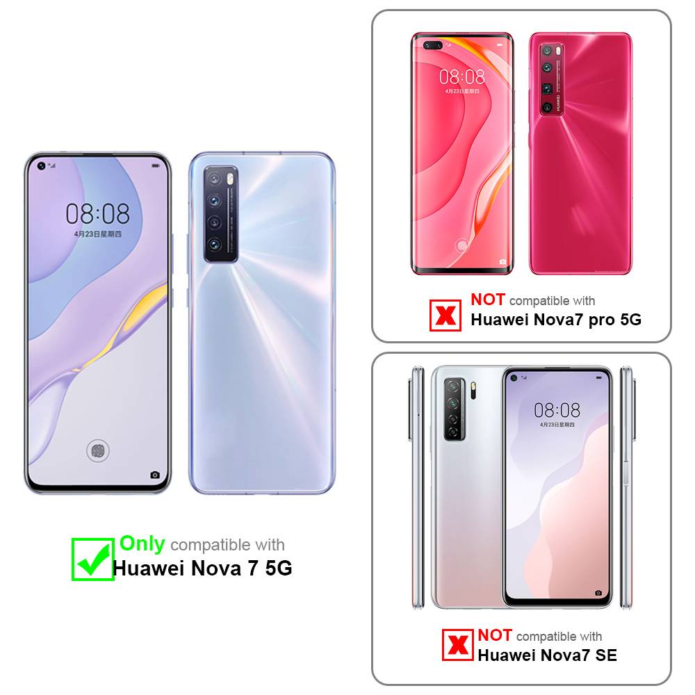 Cadorabo Hülle für Huawei NOVA 7 5G Schutzhülle in Grau Handy Hülle Etui Book Case Cover