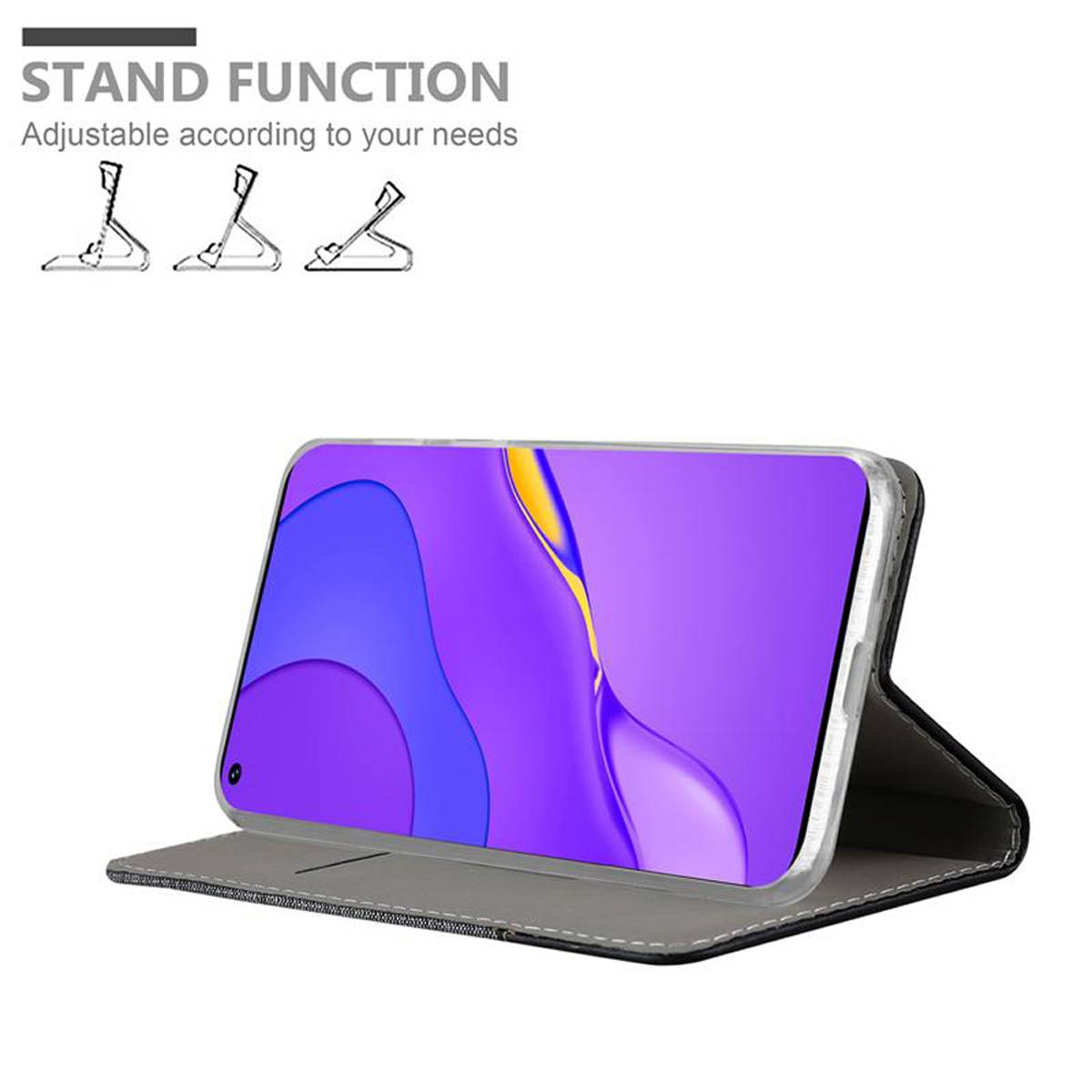 Cadorabo Hülle für Huawei NOVA 7 5G Schutzhülle in Grau Handy Hülle Etui Book Case Cover