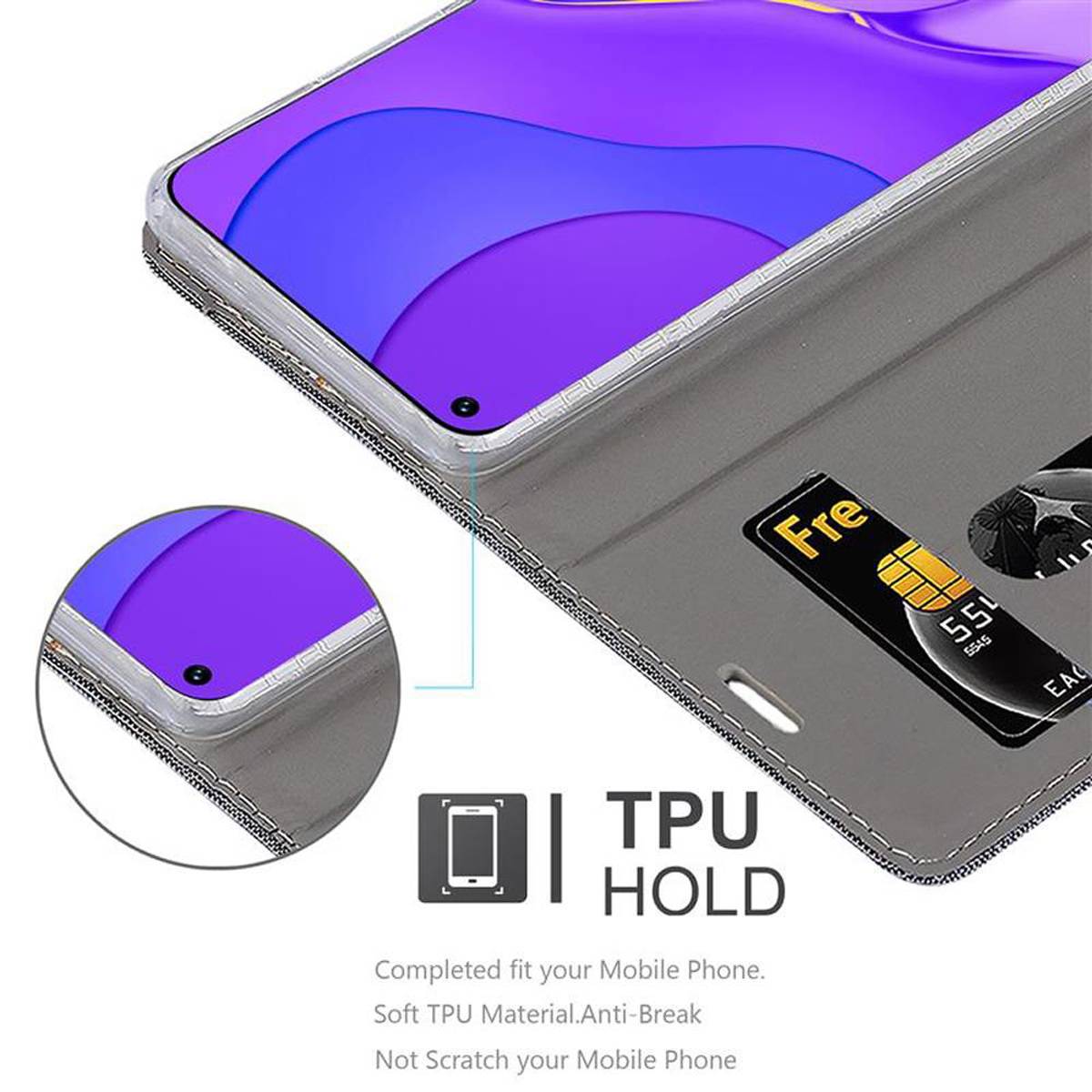 Cadorabo Hülle für Huawei NOVA 7 5G Schutzhülle in Grau Handy Hülle Etui Book Case Cover