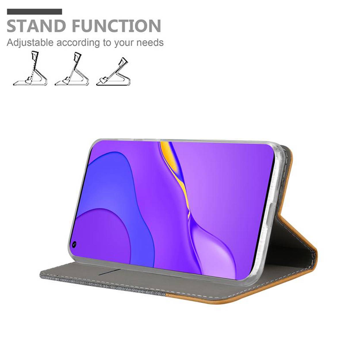 Cadorabo Hülle für Huawei NOVA 7 5G Schutzhülle in Grau Handy Hülle Etui Book Case Cover