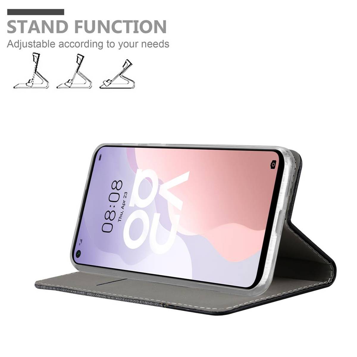 Cadorabo Hülle für Huawei NOVA 7 SE Schutzhülle in Grau Handy Hülle Etui Book Case Cover