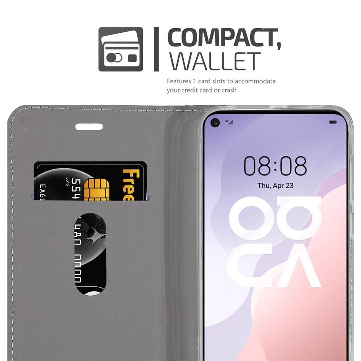 Cadorabo Hülle für Huawei NOVA 7 SE Schutzhülle in Grau Handy Hülle Etui Book Case Cover