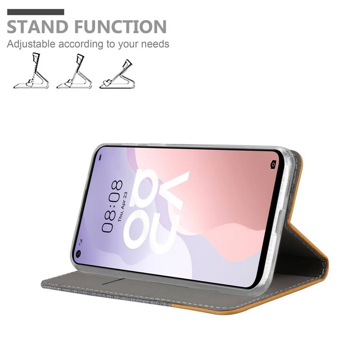 Cadorabo Hülle für Huawei NOVA 7 SE Schutzhülle in Grau Handy Hülle Etui Book Case Cover