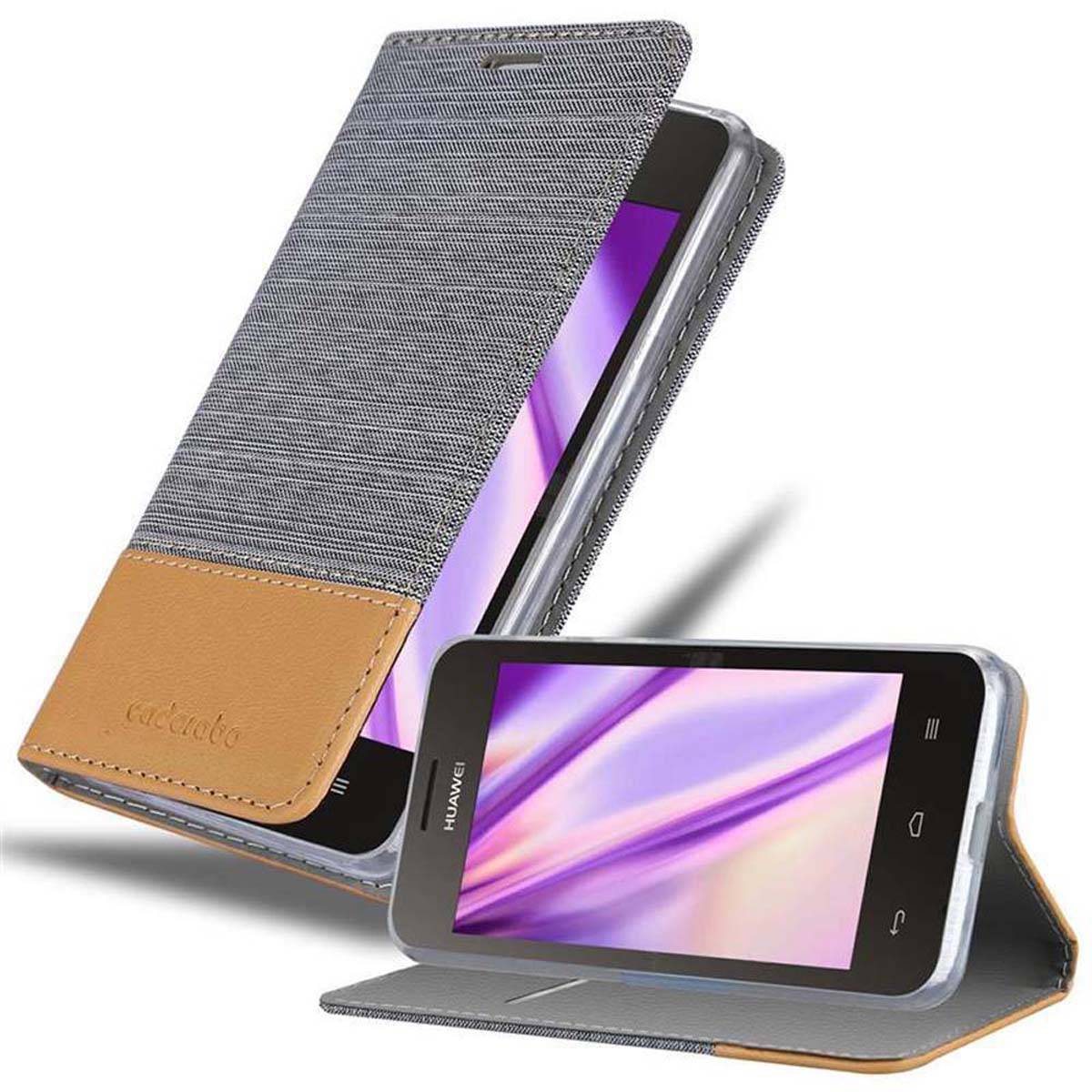Cadorabo Hülle für Huawei Y3 / Y3C / Y330 / Y331 / Y360 Schutzhülle in Grau Handy Hülle Etui Book Case Cover