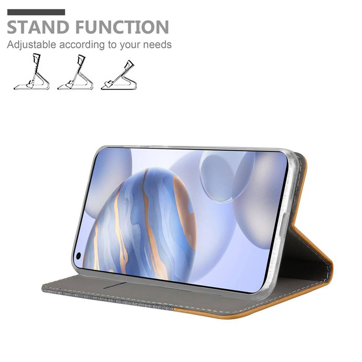 Cadorabo Hülle für Honor 30 Schutzhülle in Grau Handy Hülle Etui Book Case Cover