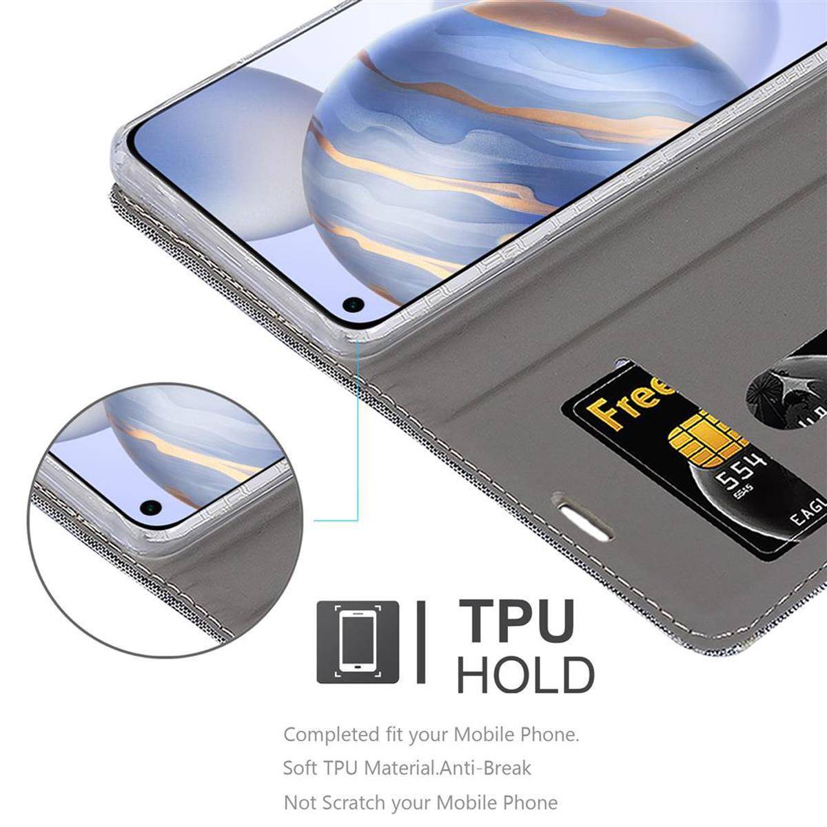 Cadorabo Hülle für Honor 30 Schutzhülle in Grau Handy Hülle Etui Book Case Cover