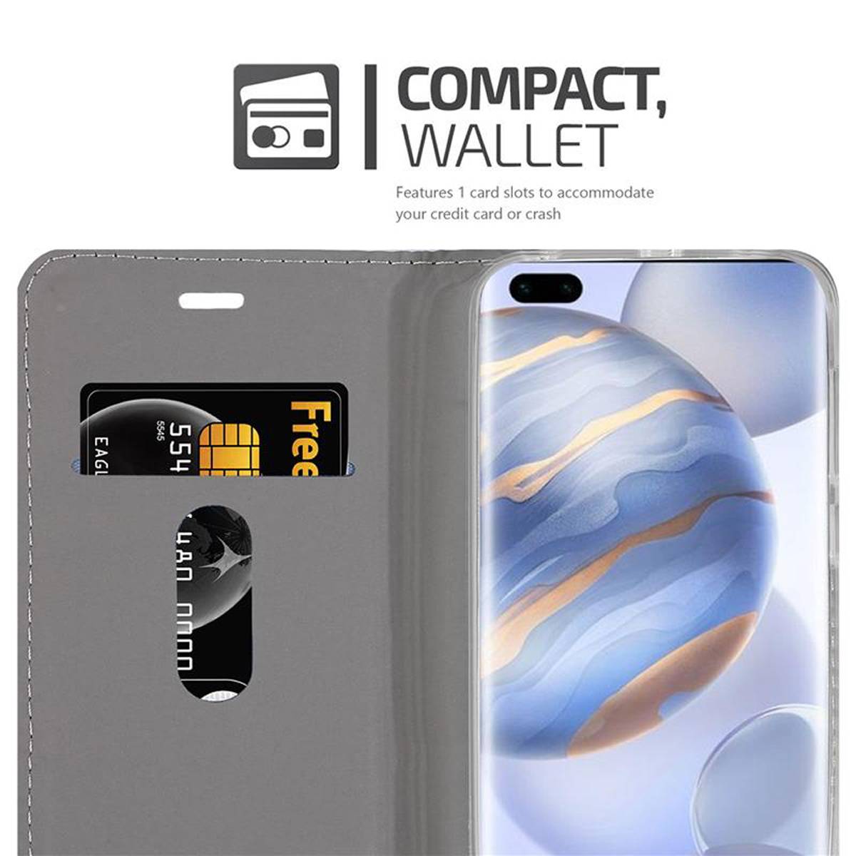 Cadorabo Hülle für Honor 30 PRO Schutzhülle in Grau Handy Hülle Etui Book Case Cover