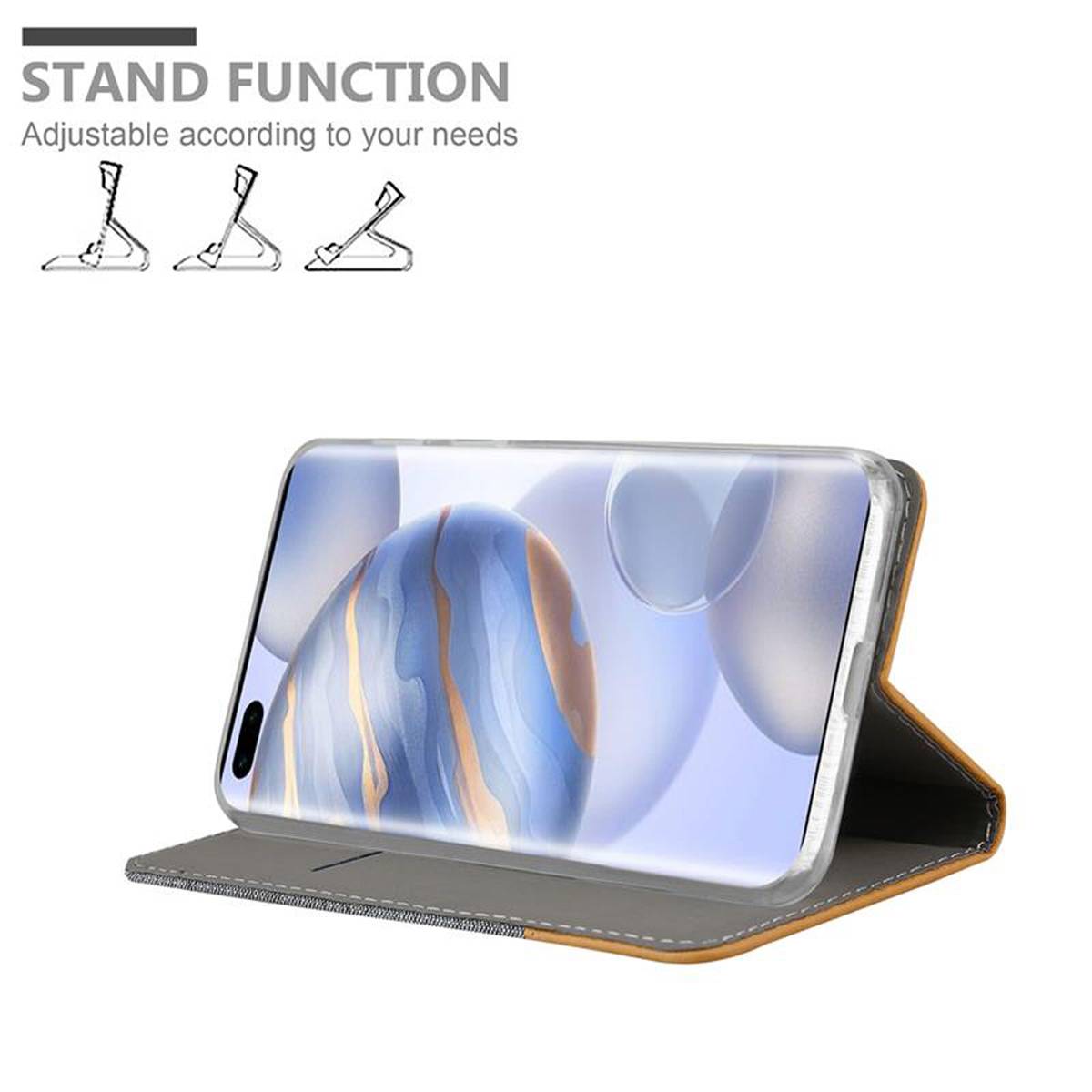 Cadorabo Hülle für Honor 30 PRO Schutzhülle in Grau Handy Hülle Etui Book Case Cover