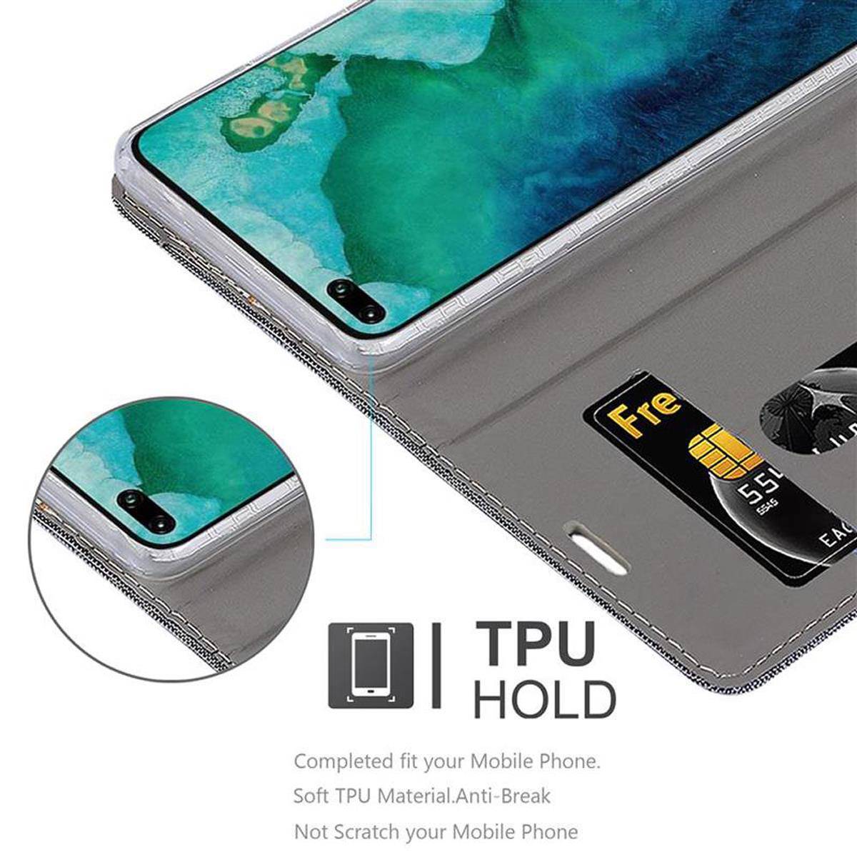 Cadorabo Hülle für Honor View 30 PRO Schutzhülle in Grau Handy Hülle Etui Book Case Cover