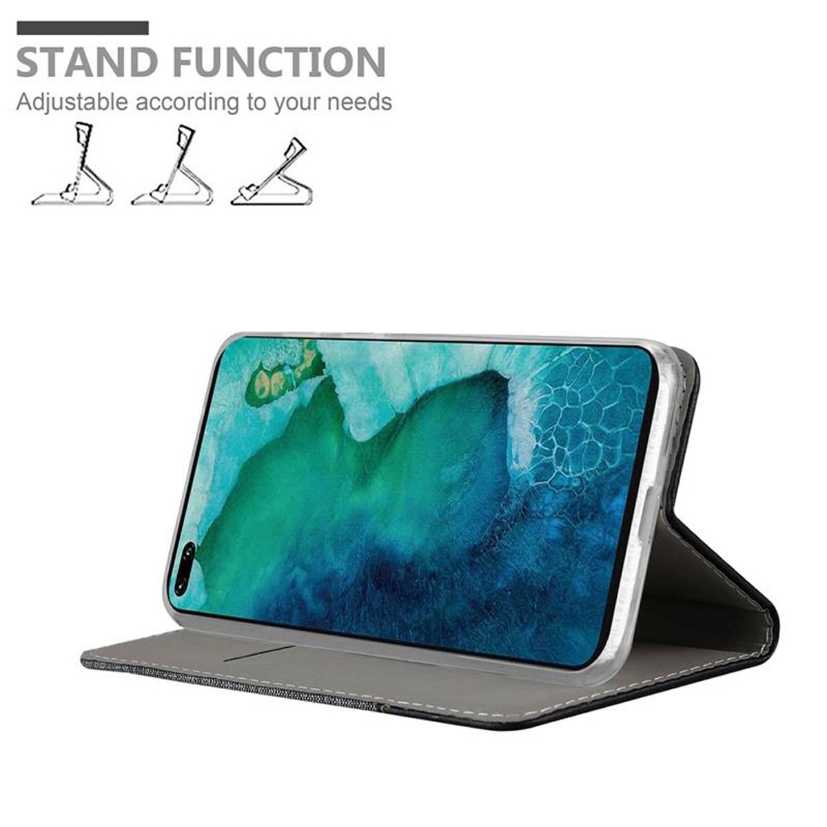 Cadorabo Hülle für Honor View 30 PRO Schutzhülle in Grau Handy Hülle Etui Book Case Cover