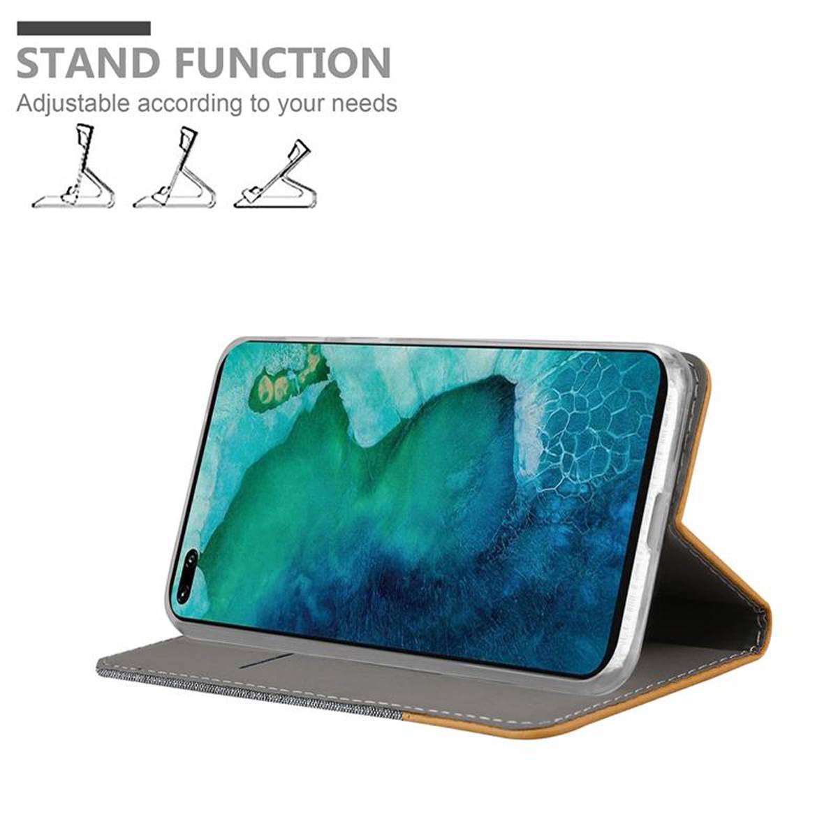 Cadorabo Hülle für Honor View 30 PRO Schutzhülle in Grau Handy Hülle Etui Book Case Cover