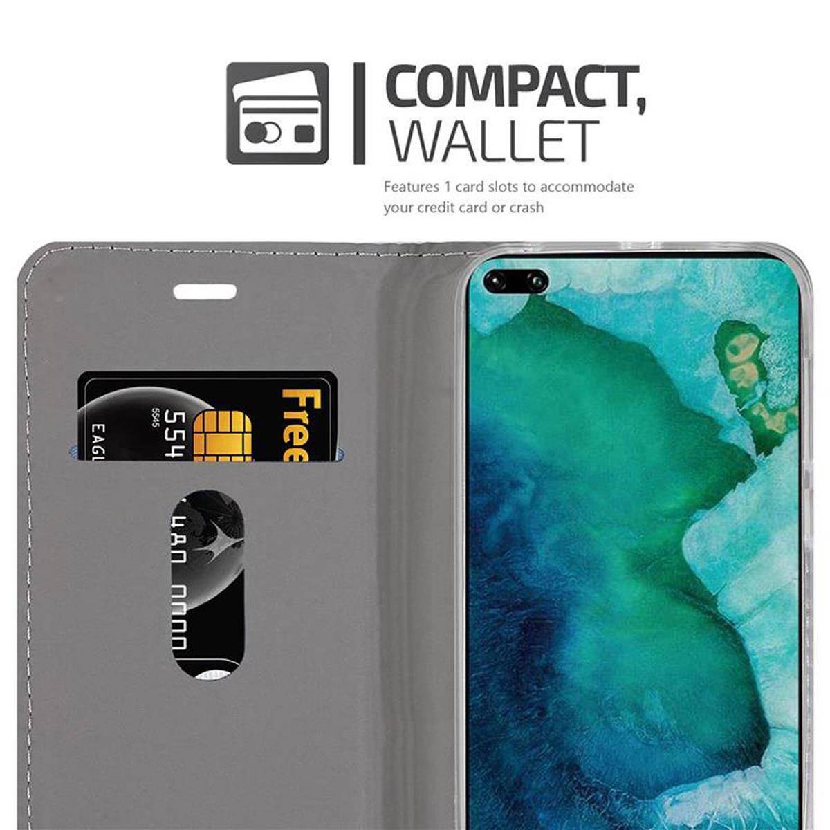 Cadorabo Hülle für Honor View 30 PRO Schutzhülle in Grau Handy Hülle Etui Book Case Cover