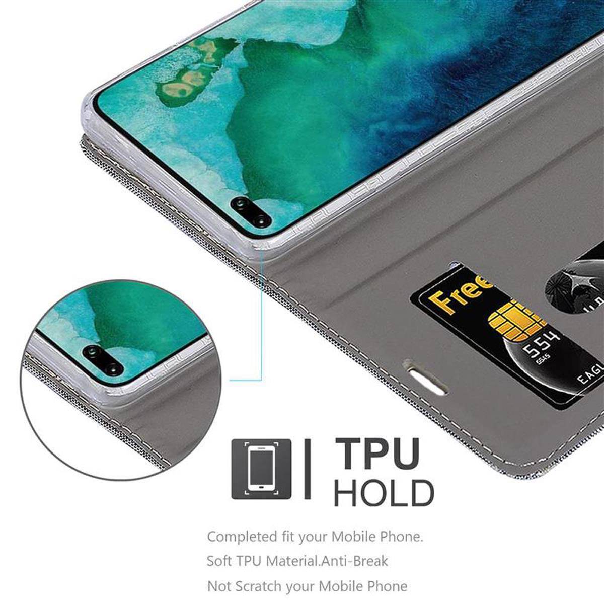 Cadorabo Hülle für Honor View 30 PRO Schutzhülle in Grau Handy Hülle Etui Book Case Cover