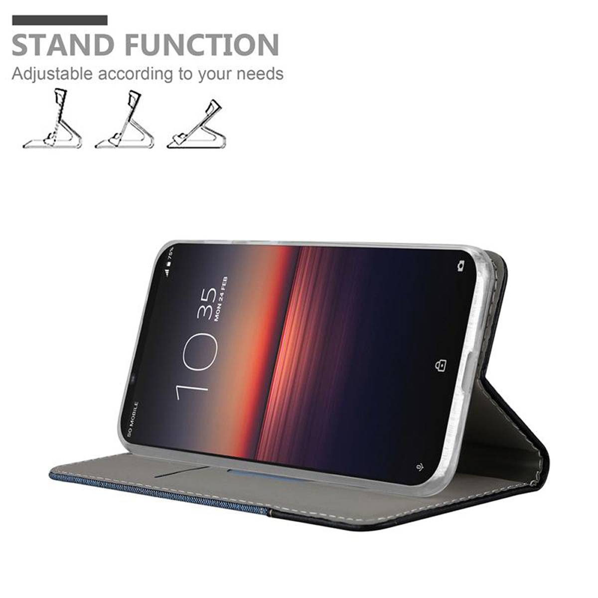 Cadorabo Hülle für Sony Xperia 1 II Schutzhülle in Blau Handy Hülle Etui Book Case Cover