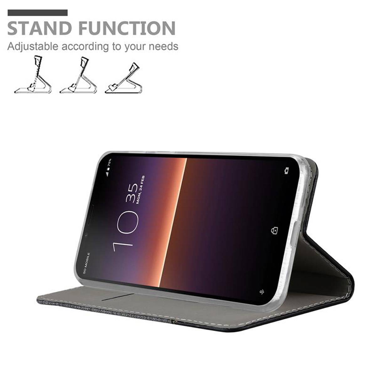 Cadorabo Hülle für Sony Xperia 10 II Schutzhülle in Grau Handy Hülle Etui Book Case Cover