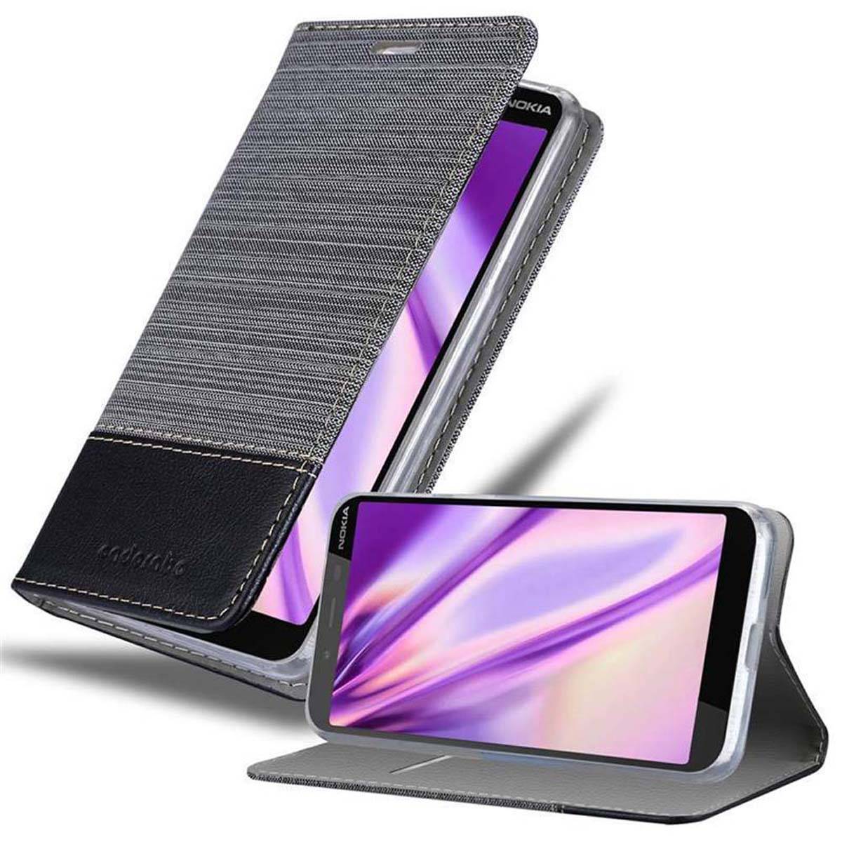 Cadorabo Hülle für Nokia 1 PLUS Schutzhülle in Grau Handy Hülle Etui Book Case Cover