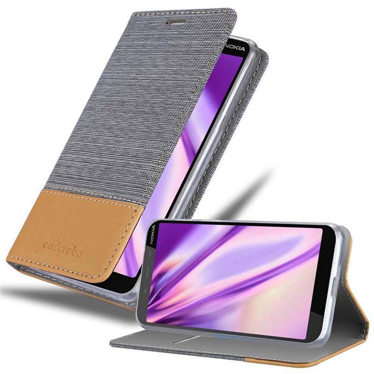 Cadorabo Hülle für Nokia 1 PLUS Schutzhülle in Grau Handy Hülle Etui Book Case Cover