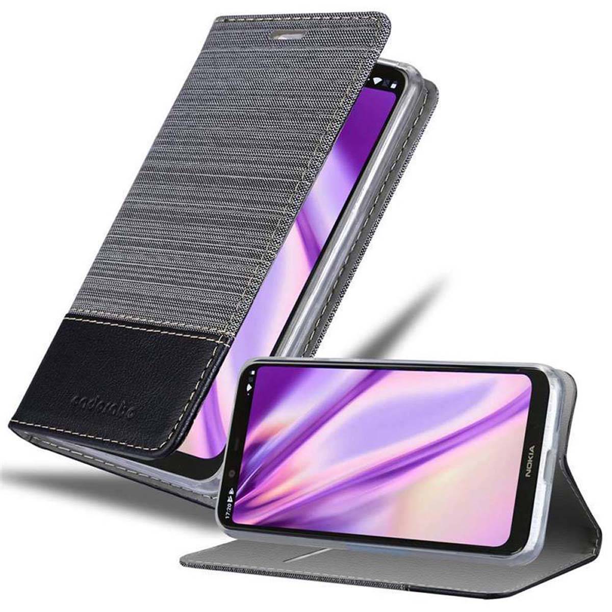 Cadorabo Hülle für Nokia 5.1 PLUS / X5 Schutzhülle in Grau Handy Hülle Etui Book Case Cover