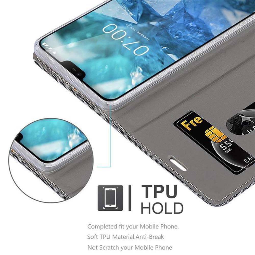 Cadorabo Hülle für Nokia 7.1 Schutzhülle in Grau Handy Hülle Etui Book Case Cover