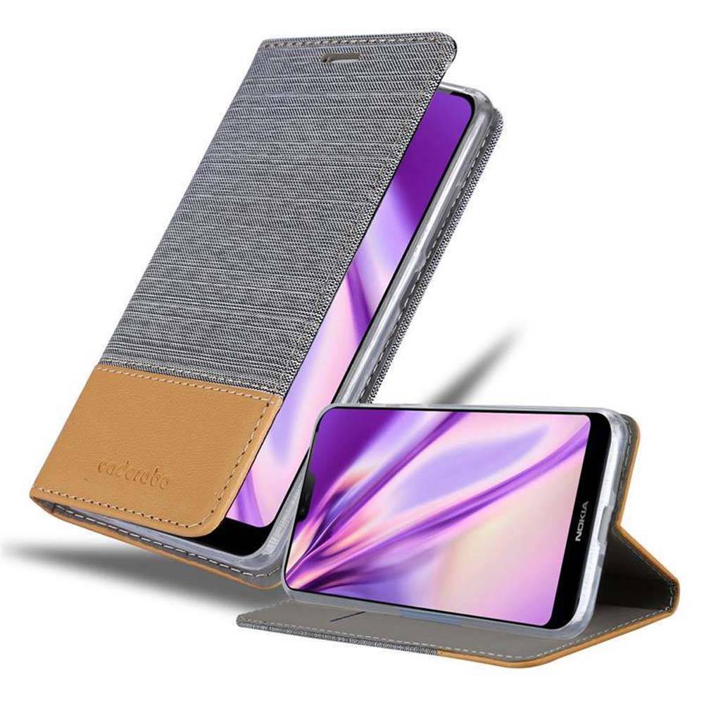 Cadorabo Hülle für Nokia 7.1 Schutzhülle in Grau Handy Hülle Etui Book Case Cover
