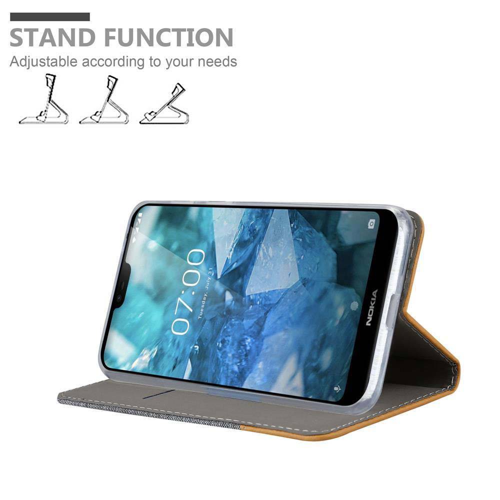 Cadorabo Hülle für Nokia 7.1 Schutzhülle in Grau Handy Hülle Etui Book Case Cover
