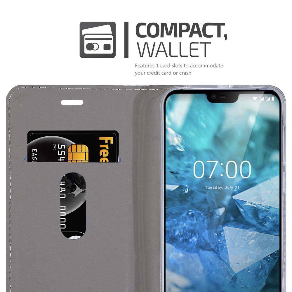 Cadorabo Hülle für Nokia 7.1 Schutzhülle in Grau Handy Hülle Etui Book Case Cover