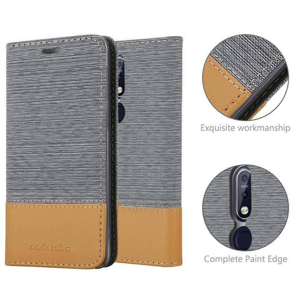 Cadorabo Hülle für Nokia 7.1 Schutzhülle in Grau Handy Hülle Etui Book Case Cover