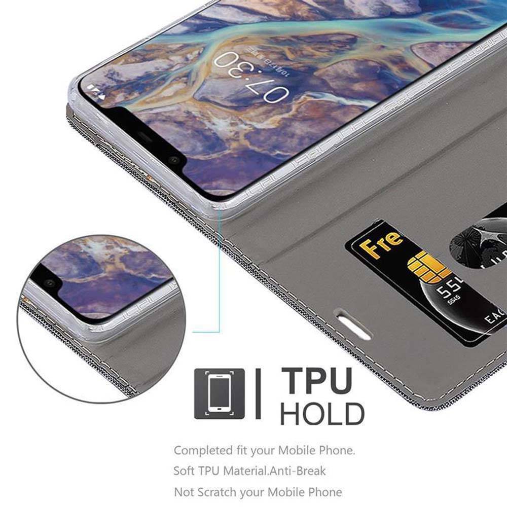 Cadorabo Hülle für Nokia 7.1 PLUS / X7 Schutzhülle in Grau Handy Hülle Etui Book Case Cover