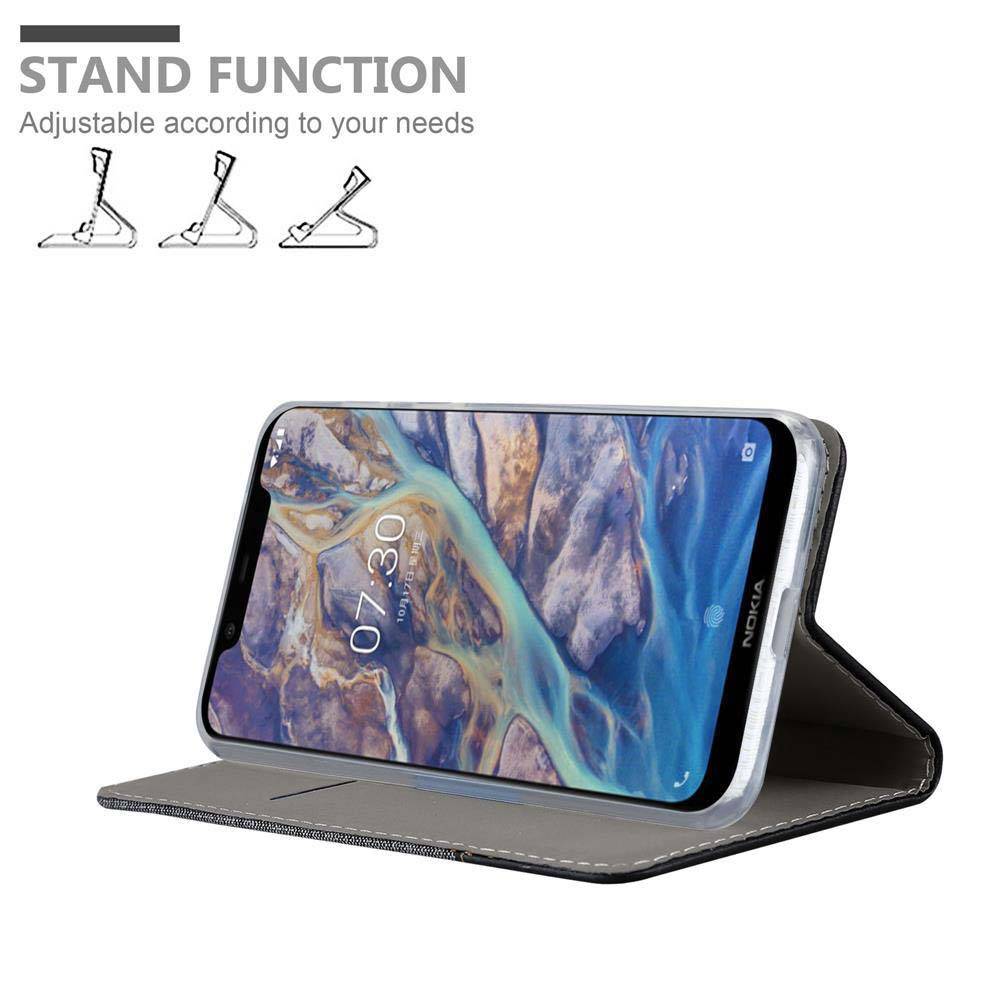 Cadorabo Hülle für Nokia 7.1 PLUS / X7 Schutzhülle in Grau Handy Hülle Etui Book Case Cover