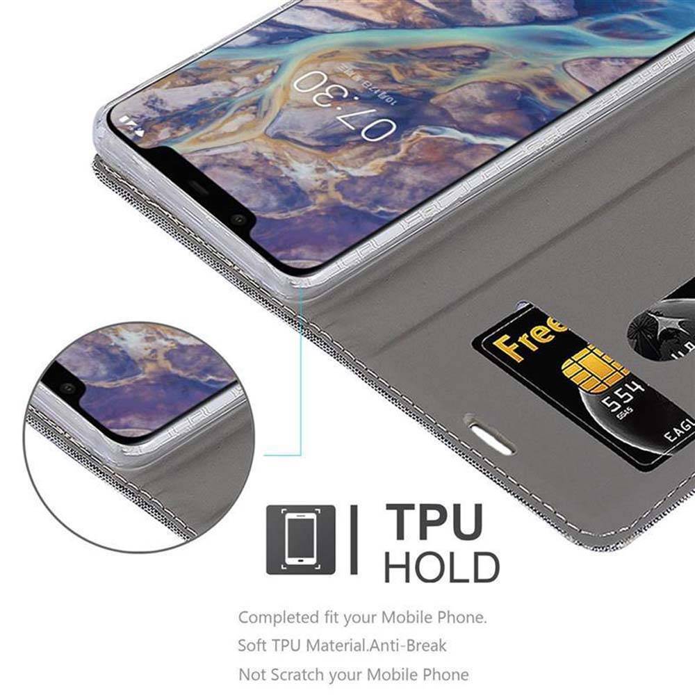 Cadorabo Hülle für Nokia 7.1 PLUS / X7 Schutzhülle in Grau Handy Hülle Etui Book Case Cover