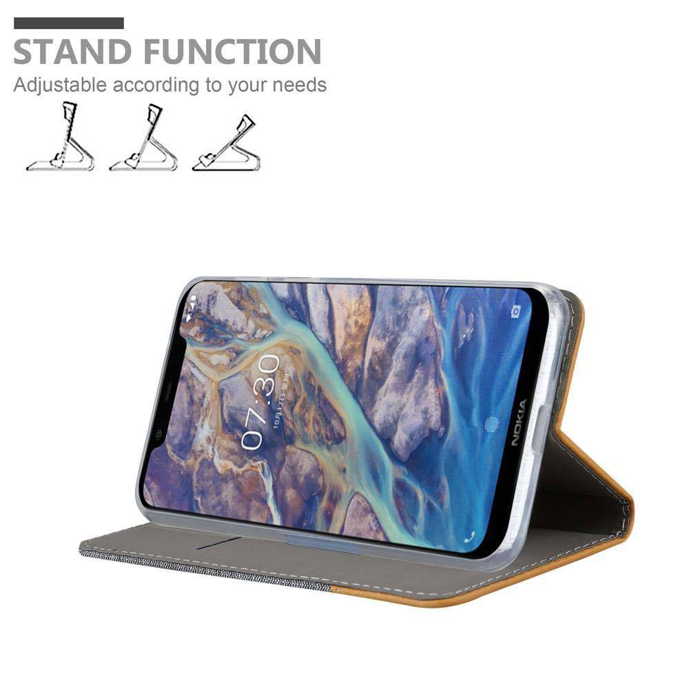 Cadorabo Hülle für Nokia 7.1 PLUS / X7 Schutzhülle in Grau Handy Hülle Etui Book Case Cover