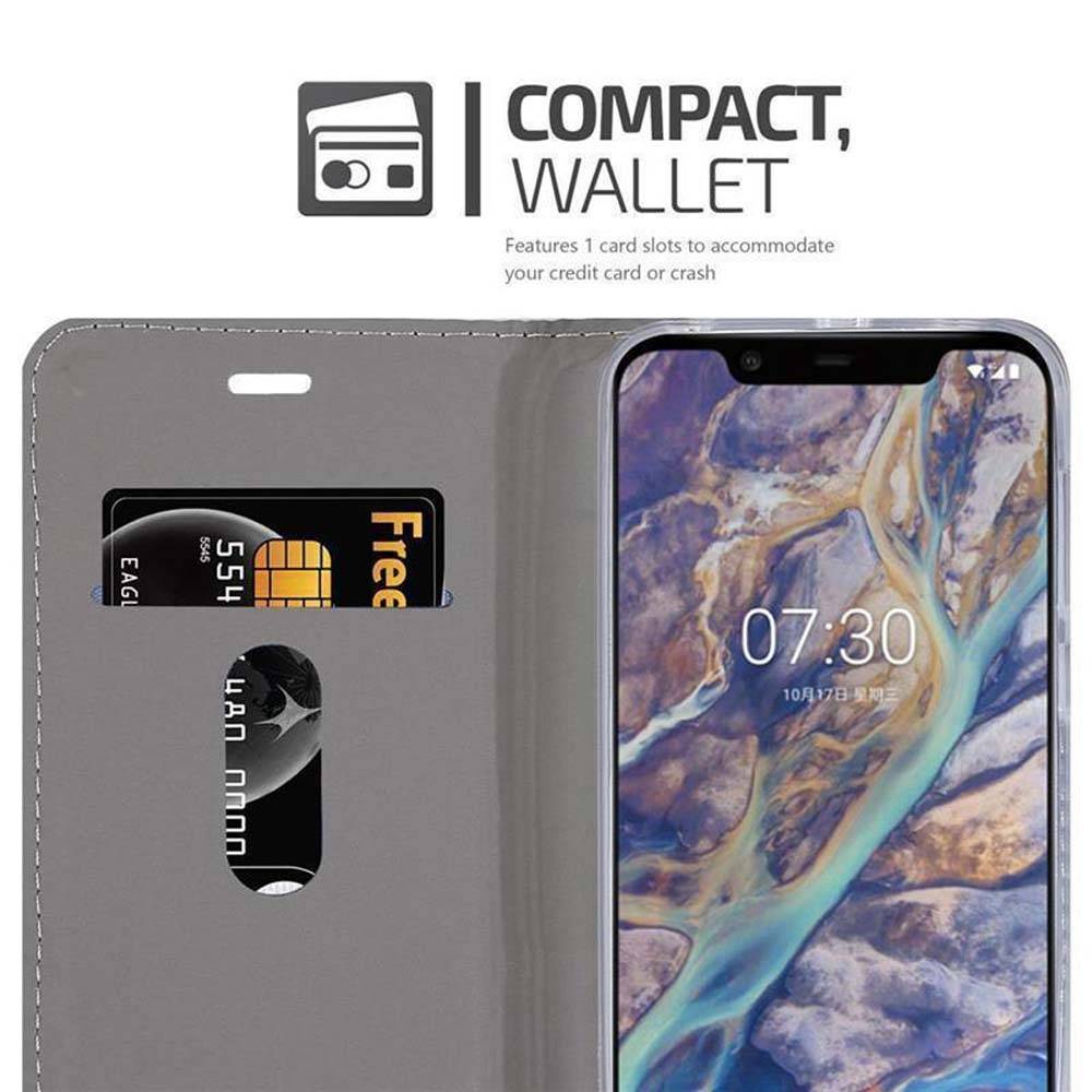 Cadorabo Hülle für Nokia 7.1 PLUS / X7 Schutzhülle in Grau Handy Hülle Etui Book Case Cover