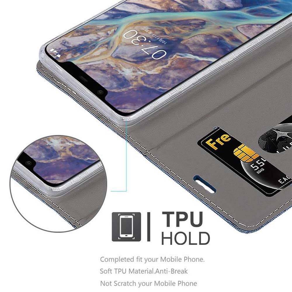 Cadorabo Hülle für Nokia 7.1 PLUS / X7 Schutzhülle in Blau Handy Hülle Etui Book Case Cover