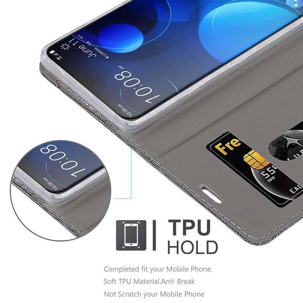 Cadorabo Hülle für HTC Desire 19 PLUS Schutzhülle in Grau Handy Hülle Etui Book Case Cover