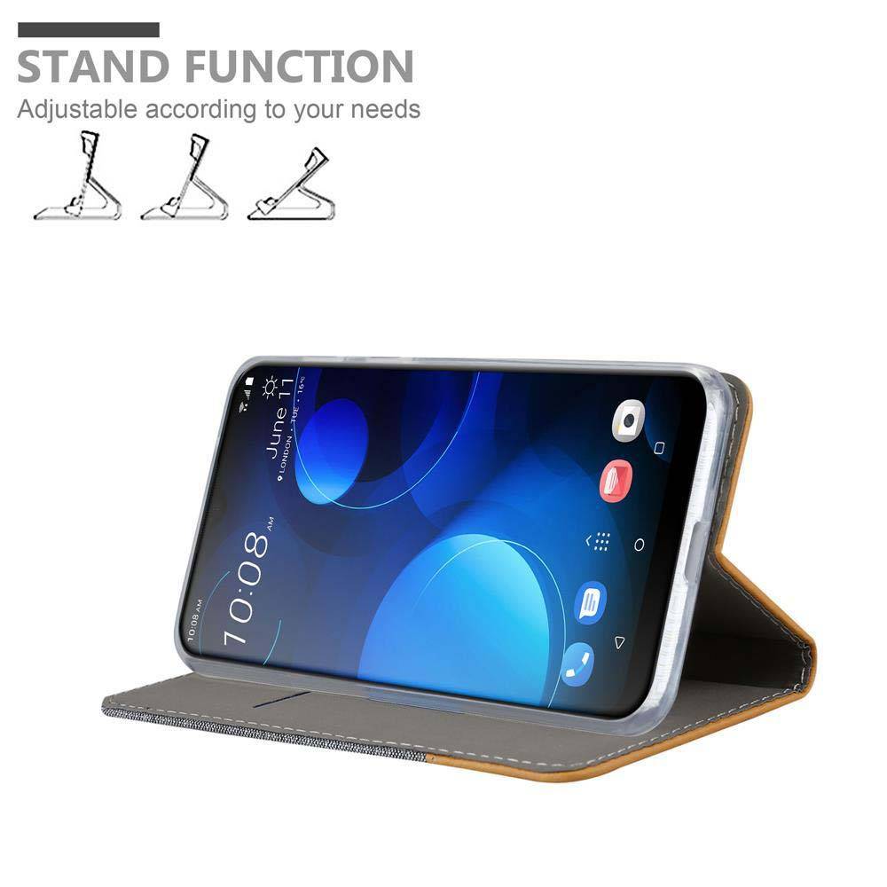 Cadorabo Hülle für HTC Desire 19 PLUS Schutzhülle in Grau Handy Hülle Etui Book Case Cover