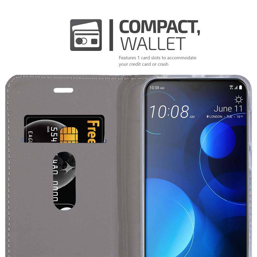 Cadorabo Hülle für HTC Desire 19 PLUS Schutzhülle in Grau Handy Hülle Etui Book Case Cover
