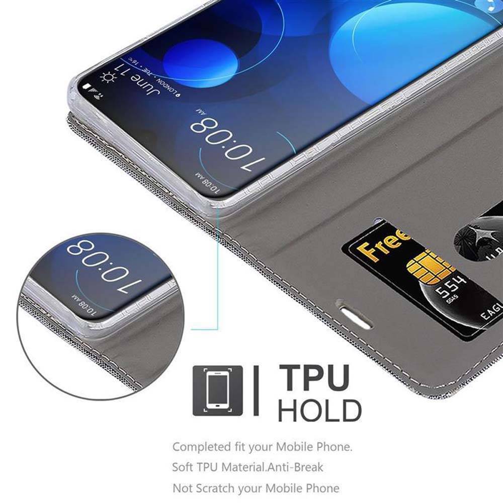 Cadorabo Hülle für HTC Desire 19 PLUS Schutzhülle in Grau Handy Hülle Etui Book Case Cover