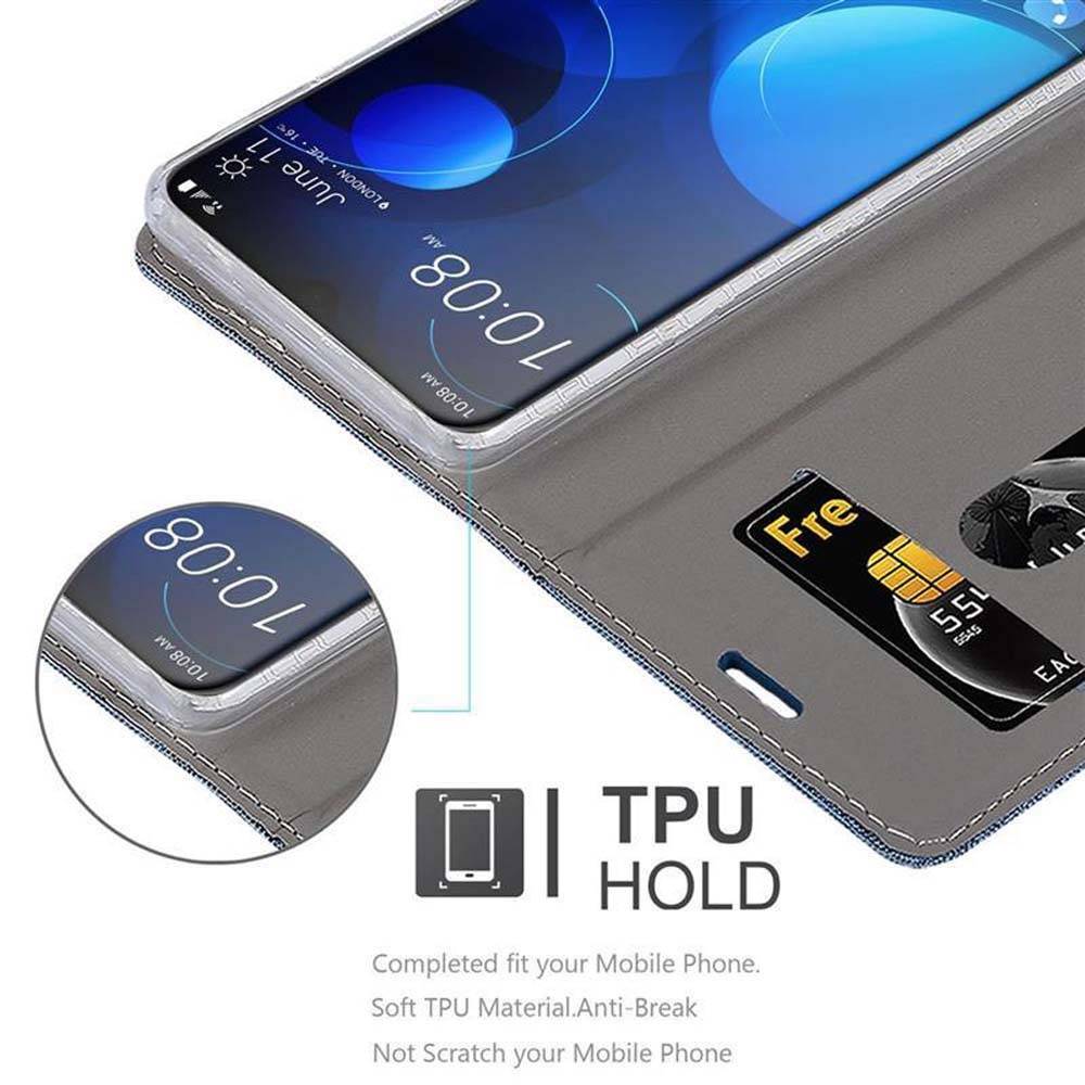 Cadorabo Hülle für HTC Desire 19 PLUS Schutzhülle in Blau Handy Hülle Etui Book Case Cover