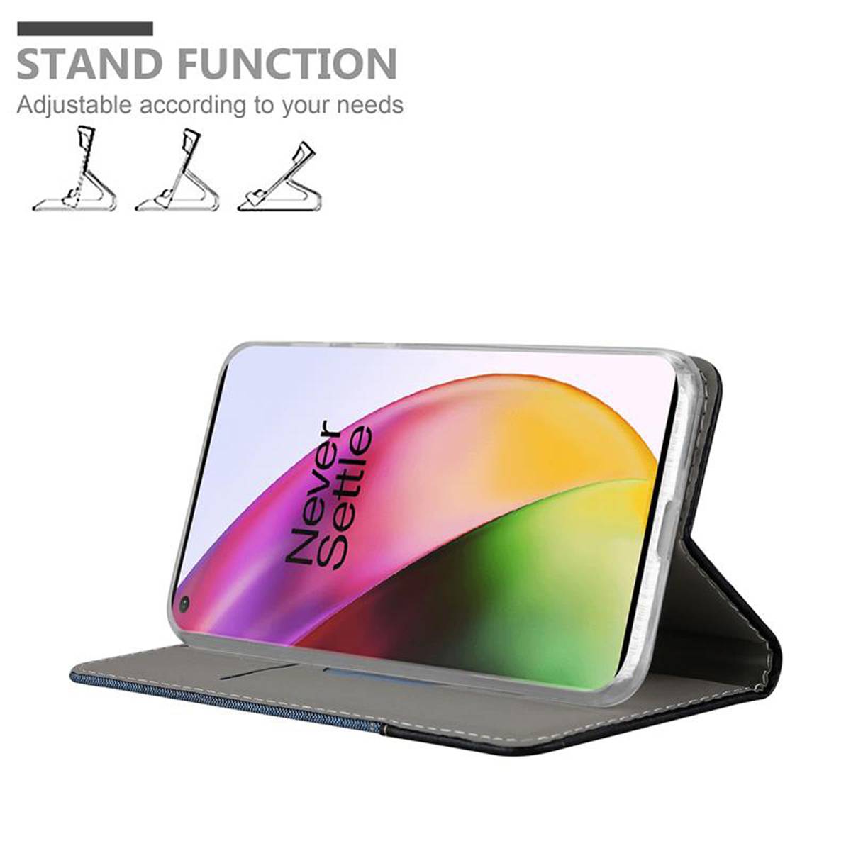 Cadorabo Hülle für OnePlus 8 Schutzhülle in Blau Handy Hülle Etui Book Case Cover